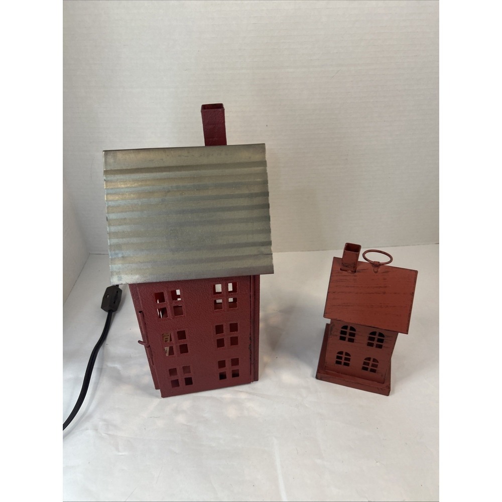 Red Barn Lamp Night Light Country Rustic Metal Farmhouse Decor Tea light Lot - Picture 4 of 16